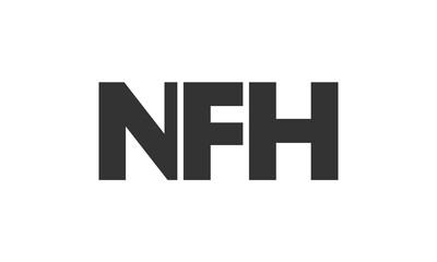 NFH logo design template with strong and modern bold text. Initial based vector logotype featuring simple and minimal typography. Trendy company identity.