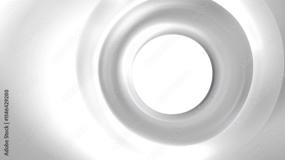 Poster abstract circular design with a bright center, creating a sense of depth and light.