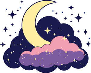 crescent moon in the cloud