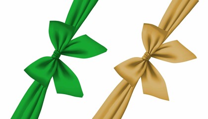 green and golden ribbon bow
