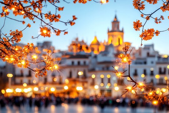 El rostro de la Semana Santa en M&aacute;laga con detalles de la ciudad iluminada al atardecer