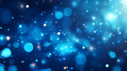 Obraz premium Abstract blue bokeh background with glowing particles and lights.