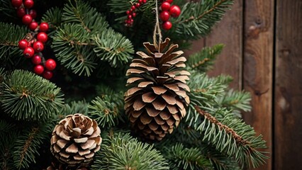 Rustic Woodsy Christmas Tree: Decorate with pine cones, berries, and natural ornaments.