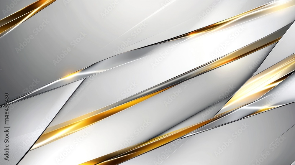 Poster abstract design featuring sleek silver and gold lines on a smooth background.