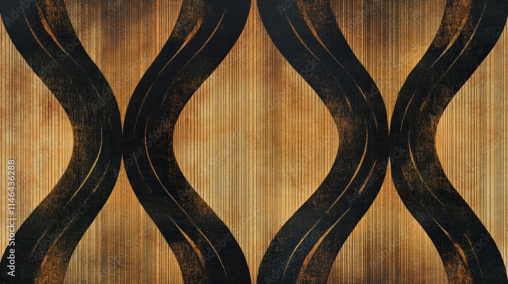 Poster abstract design featuring wavy lines and textured background in warm tones.