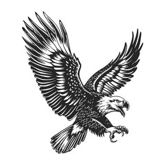 Elegant Silhouette Of A Black And White Eagle Vector Illustration