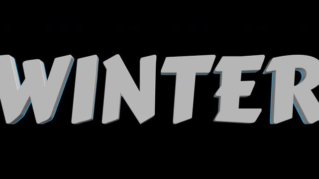Winter 3d text animation seamless loop. 4K