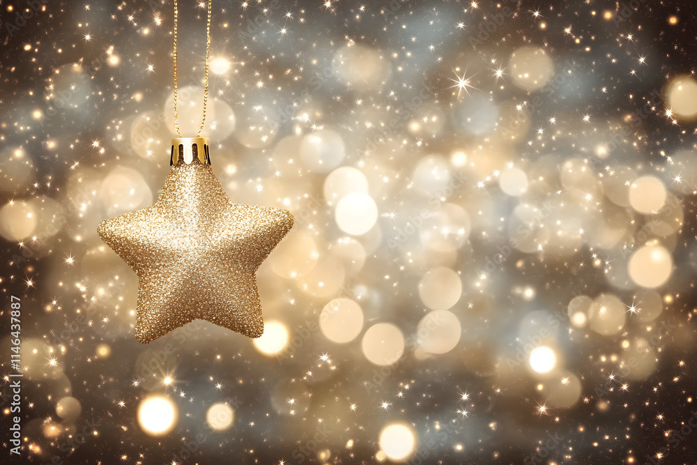 Poster abstract luxury gold background with bokeh light with star glitter and circle blinking with copy spa
