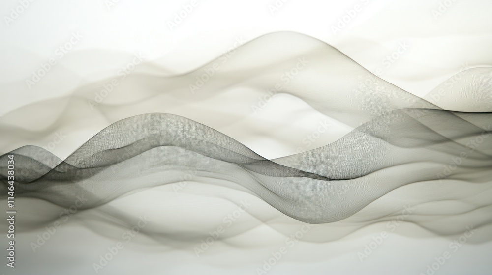 Aufkleber Abstract flowing waves in shades of black and gray, creating a sense of motion and fluidity.