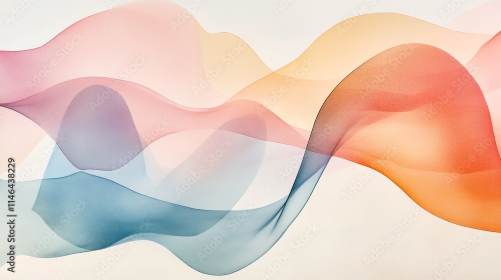 Poster Abstract flowing waves in soft colors create a soothing visual effect.