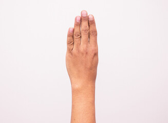 Photo of a man hand isolated on a white background