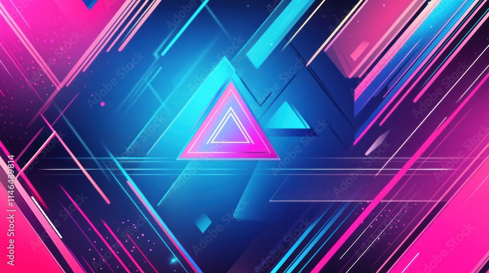 Aufkleber abstract geometric design with vibrant colors and dynamic lines.