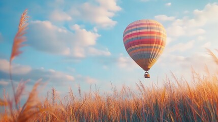 Naklejka premium Beautiful Inspirational Landscape with Hot Air Balloons