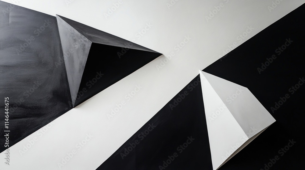 Aufkleber abstract geometric shapes in black and white create a modern, artistic visual composition.