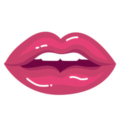 Woman Lip with White Teeth Illustration Isolated on White Background