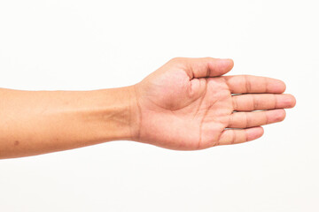 Photo of a man hand isolated on a white background
