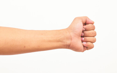 Photo of a man hand isolated on a white background