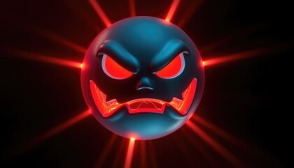 4K HD Wallpapers Angry Emoji With Molten Red Veins Pulsing Beneath Its Surface, Surrounded By Glowing Beams Of Light. Desktop Wallpaper HD. HD Backgrounds