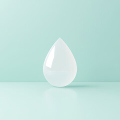 Fototapeta premium clear water droplet on soft mint background symbolizes conservation