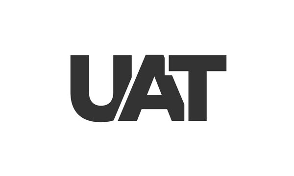 UAT logo design template with strong and modern bold text. Initial based vector logotype featuring simple and minimal typography. Trendy company identity.