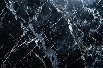 Dark Elegance: Abstract Black Marquina Marble Texture Background