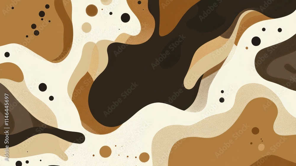 Aufkleber abstract pattern in earthy tones with fluid shapes and textures.