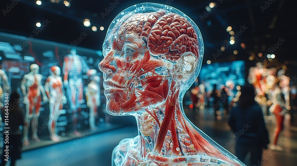 Poster a visually stunning and highly detailed holographic display showcasing the intricate structures and 