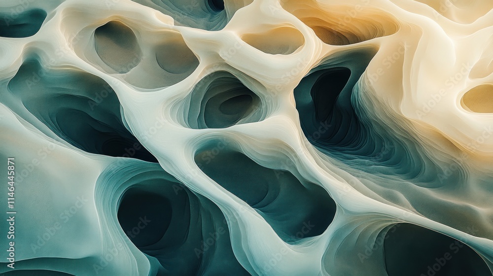 Fototapete Abstract patterns of soft, flowing shapes in muted colors create a serene visual experience.