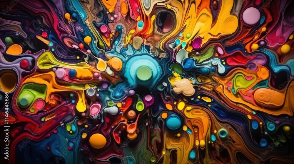 Aufkleber vibrant colorful abstract art with swirling patterns and dynamic shapes for modern aesthetic and cre