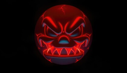 4K HD Wallpapers Angry Emoji With Glowing Red Veins Pulsing On Its Face, Surrounded By A Deep Black Void. Desktop Wallpaper HD. HD Backgrounds