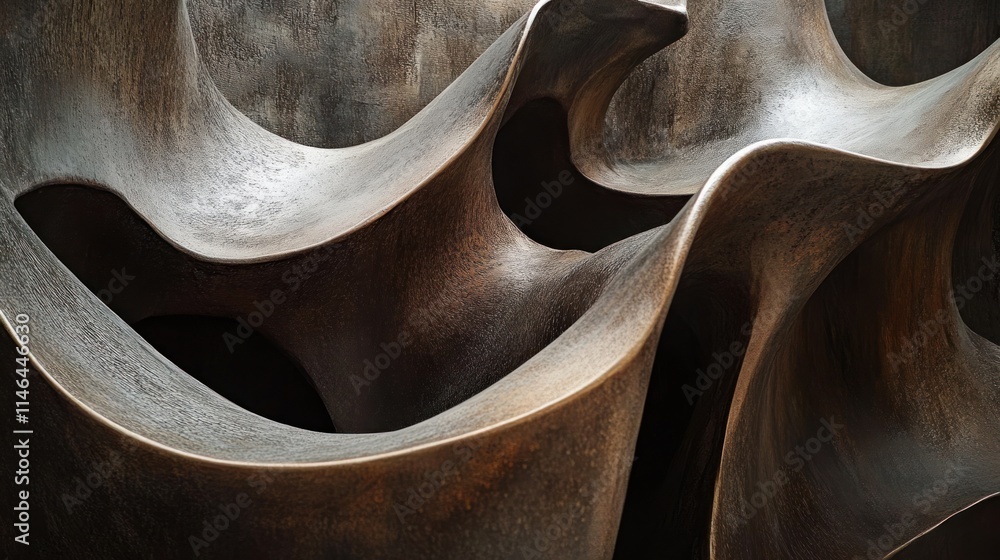 Aufkleber Abstract sculpture with smooth, flowing curves and organic shapes in a textured surface.