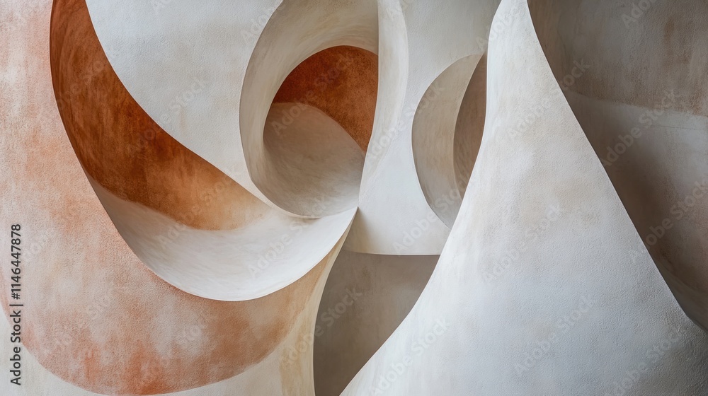 Poster abstract swirling forms in soft hues create a dynamic, organic composition.