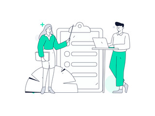 Personnel doing job interview flat vector concept operation hand drawn illustration
