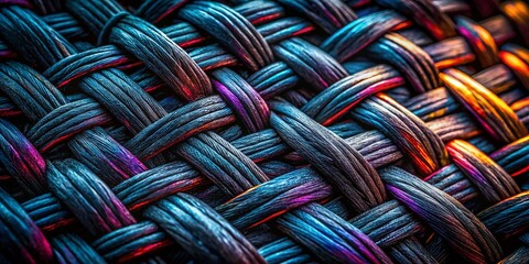 Black String Texture Background: Aerial Photography, Abstract Dark Texture, Overhead Shot, Woven Pattern,  High-Resolution Image,  Dark Background, Textured Wallpaper, Black String Texture