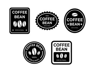 Coffee shop logo. Retro badge coffee beans vector design logo stamp line icon in vintage hipster modern style.