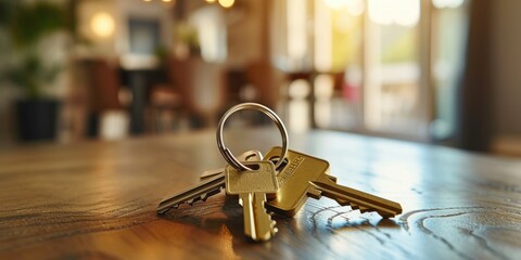 Golden Key and House Key Ring: Real Estate Interior Montage
