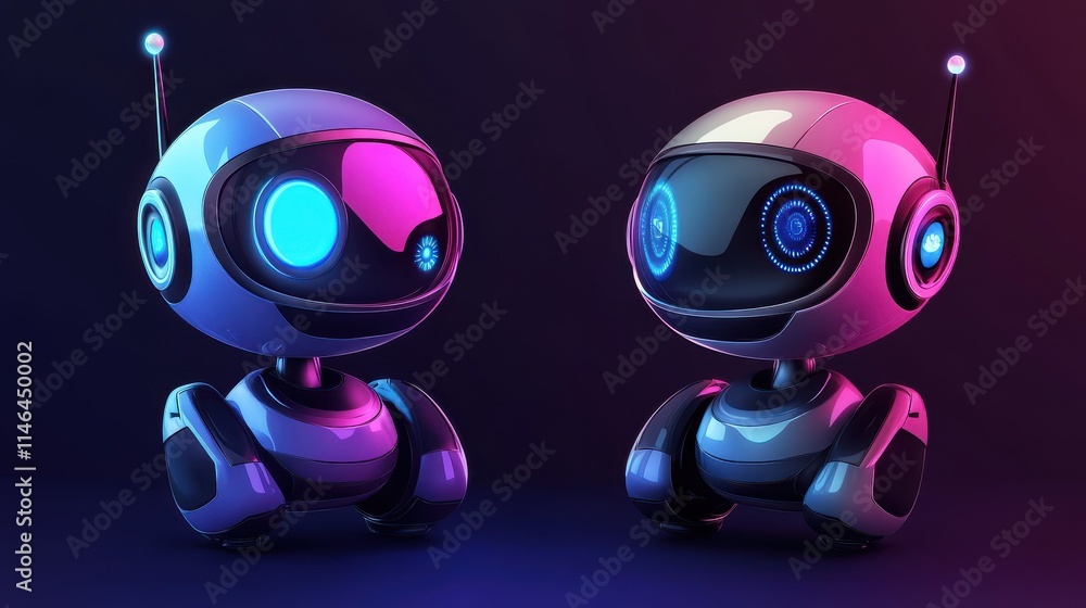 Poster smart robot abstract concept vector illustration set. chatbot development platform, virtual assistan