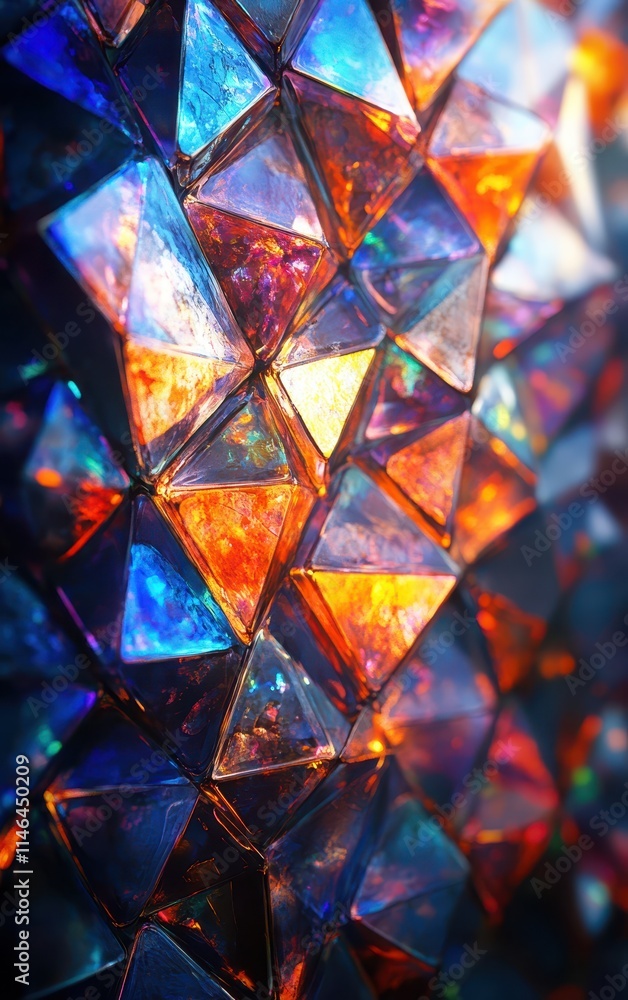 Poster close-up view of intricate opal surface showcasing colorful reflections and patterns