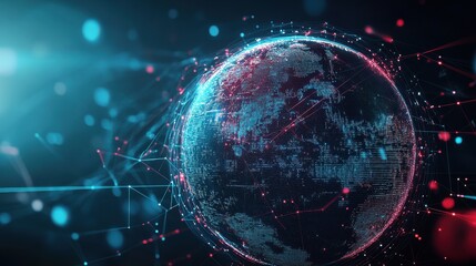 Obraz premium Technology image of globe. Global network graphic concept. Big data visualization. Digital innovation concept for your design