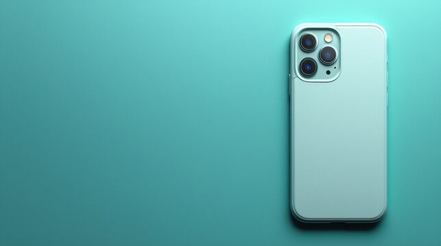 Modern phone case with blank design area on a teal background ready for customization