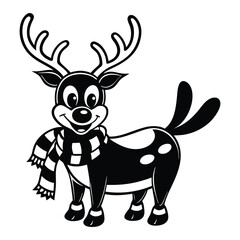 vector jolly cartoon reindeer with a red nose and festive