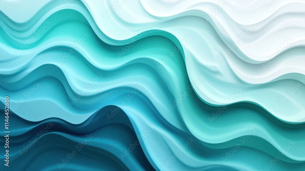 Poster abstract waves in varying shades of blue and white create a fluid, serene visual effect.
