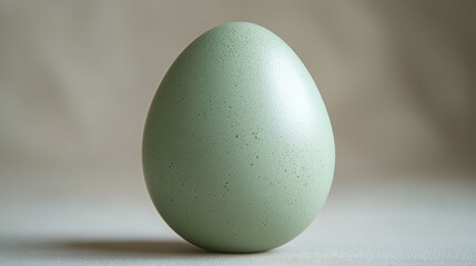 Pastel green egg on a white background showcasing simplicity and elegance