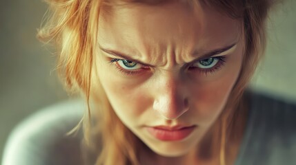 Fototapeta premium Irritable person with intense expression reflecting frustration and annoyance