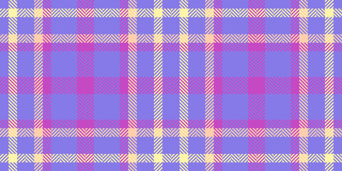 Folk textile fabric background, royal tartan seamless vector. Tie plaid pattern check texture in indigo and magenta colors.