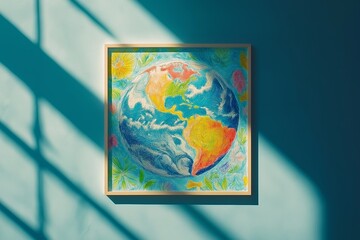 Fototapeta premium This vibrant Earth Day poster design features a beautifully illustrated globe surrounded by colorful floral elements, emphasizing the importance of protecting our planet. Celebrate Earth Day!