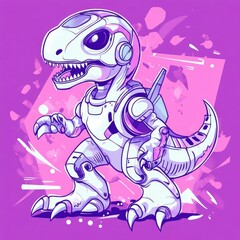 Cute Robot T-Rex Ready for Action