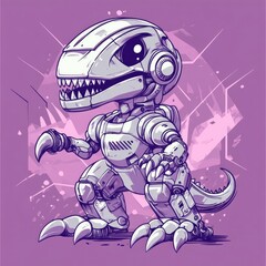 Cute Robot T-Rex Ready for Action