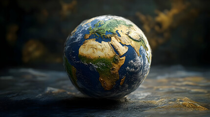 3D Earth Globe Illustration, Detailed Texture
