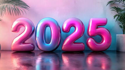 Happy New Year 2025 Background Balloon Vibrant Colorful